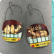 Load image into Gallery viewer, Barnum Animal Cracker Camel &amp; Elk Zero Waste Tin Earrings