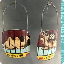 Load image into Gallery viewer, Barnum Animal Cracker Camel &amp; Elk Zero Waste Tin Earrings