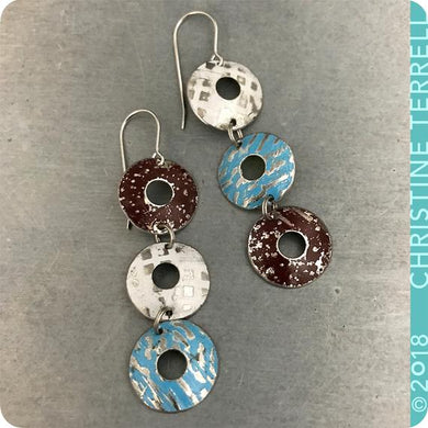 White, Blue & Chocolate Donuts Zero Waste Tin Earrings