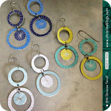 Load image into Gallery viewer, Silver Starburst Multi Circles Upcycled Tin Earrings