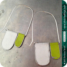 Load image into Gallery viewer, White &amp; Yellow Green Slow Fashion Tin Earrings