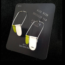 Load image into Gallery viewer, White &amp; Yellow Green Slow Fashion Tin Earrings