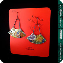 Load image into Gallery viewer, Flower Fandangle Upcycled Tin Earrings by Christine Terrell for adaptive reuse jewelry