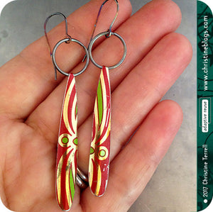 recycled tin earrings from fruitcake tin by adaptive reuse