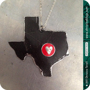 Heart of Texas Recycled Tin Necklace 30th Birthday Gift