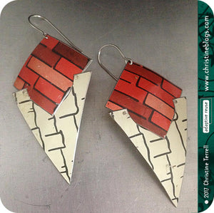 Black & Red Tribal Shield Slow Fashion Tin Earrings
