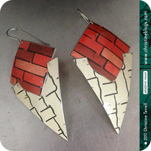 Load image into Gallery viewer, Black &amp; Red Tribal Shield Slow Fashion Tin Earrings
