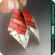 Load image into Gallery viewer, Black &amp; Red Tribal Shield Slow Fashion Tin Earrings