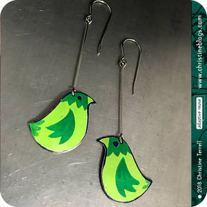 Little Green Birds Upcycled TIn Earrings