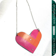 Load image into Gallery viewer, Pink &amp; Orange Zero Waste Tin Heart Necklace 40th Birthday Gift