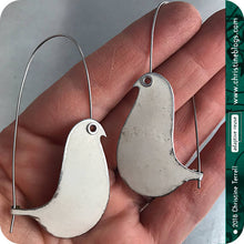 Load image into Gallery viewer, White Birds on a Wire Upcycled Tin Earrings 20th Birthday Gift