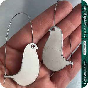 White Birds on a Wire Upcycled Tin Earrings 20th Birthday Gift