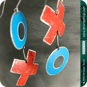 XOXO Blue & Red Hugs & Kisses Zero Waste Tin Earrings