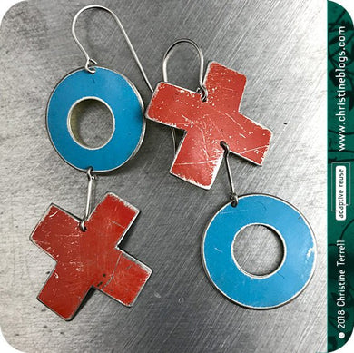 XOXO Blue & Red Hugs & Kisses Zero Waste Tin Earrings