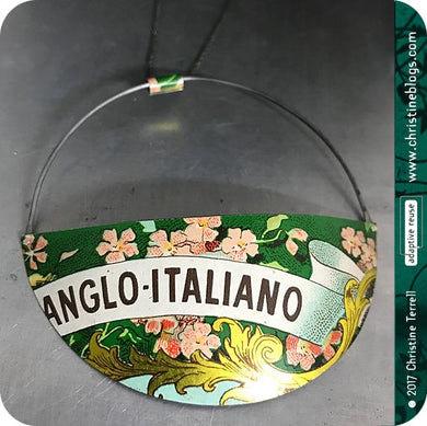 Anglo Italiano Pink Flowers Upcycled Tin Pendant