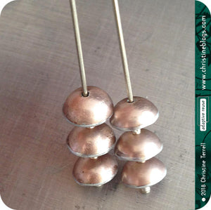 Champagne Pink Zen Chimes Upcycled Tin Earrings by Christine Terrell for adaptive reuse jewelry