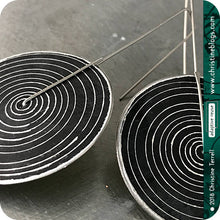 Load image into Gallery viewer, Contemporary Black Concentric Circle Big Recycled Tin Earrings