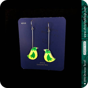 Little Green Birds Upcycled TIn Earrings