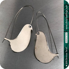Load image into Gallery viewer, White Birds on a Wire Upcycled Tin Earrings 20th Birthday Gift