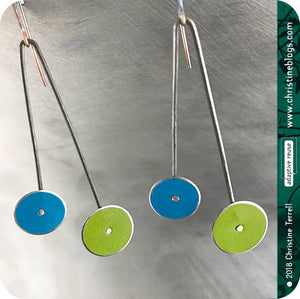 Mod Long Dots Upcycled Tin Earrings by Christine Terrell for adaptive reuse jewelry