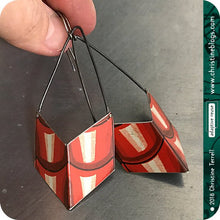 Load image into Gallery viewer, Red Roof Tile Chevrons Recycled Tin Earrings