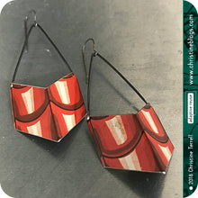 Load image into Gallery viewer, Red Roof Tile Chevrons Recycled Tin Earrings