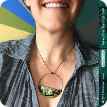 Load image into Gallery viewer, Patina Pattern Half Moon Recycled Pendant