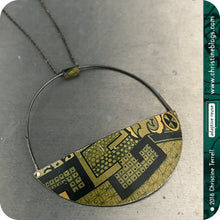 Load image into Gallery viewer, Patina Pattern Half Moon Recycled Pendant