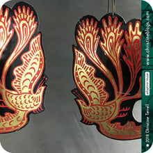 Load image into Gallery viewer, Red &amp; Gold Firebird Zero Waste Big Tin Earrings