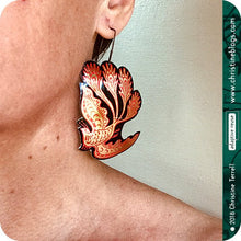 Load image into Gallery viewer, Red &amp; Gold Firebird Zero Waste Big Tin Earrings
