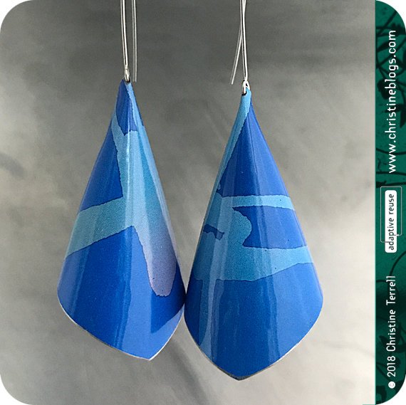 True Blue Conical Recycled Tin Earrings