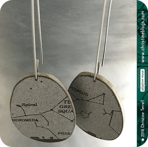 Silver Star Constellation Upcycled Book Earrings
