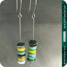 Load image into Gallery viewer, Mixed Yellow, Aqua &amp; Greens Tiny Stacked Macarons Tin Earrings