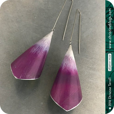 Conical Red Violet Ombre Recycled Tin Earrings Tin Anniversary Gift