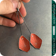 Load image into Gallery viewer, Orange Starburst Faceted Upcycled Tin Earrings 30th Birthday Gift