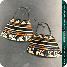 Load image into Gallery viewer, Copper, Black &amp; White Tribal Zero Waste Tin Earrings