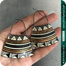 Load image into Gallery viewer, Copper, Black &amp; White Tribal Zero Waste Tin Earrings