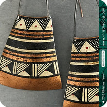 Load image into Gallery viewer, Black &amp; Copper Tribal Design Tin Earrings