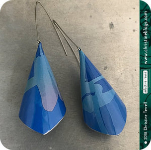 True Blue Conical Recycled Tin Earrings