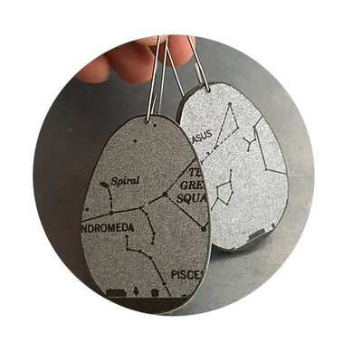 Silver Star Constellation Upcycled Book Earrings