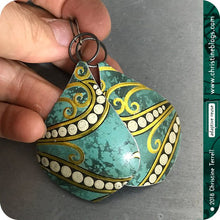 Load image into Gallery viewer, Jade Green &amp; Gold Octopus Teardrop Tin Earrings