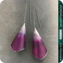 Load image into Gallery viewer, Conical Red Violet Ombre Recycled Tin Earrings Tin Anniversary Gift