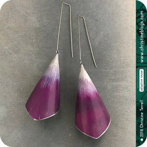 Conical Red Violet Ombre Recycled Tin Earrings Tin Anniversary Gift