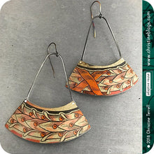 Load image into Gallery viewer, Pink Leaves Laurel Wreath Recycled Tin Fan Earrings