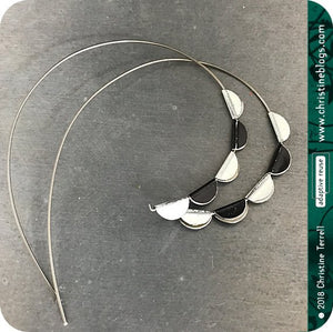 Black & White Pennant Spiral Tin Earrings