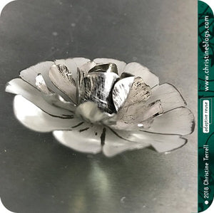 White Flower Blossom Upcycled Tin Brooch Tin Anniversary Gift