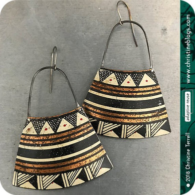 Copper, Black & White Tribal Zero Waste Tin Earrings