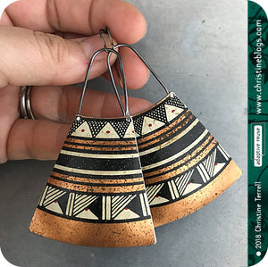 Black & Copper Tribal Design Tin Earrings