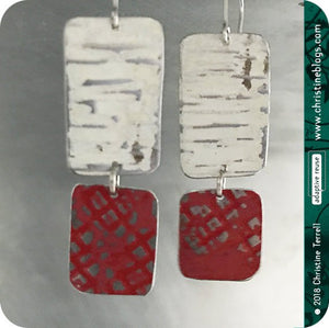 Red & White Rustic Zero Waste Tin Earrings