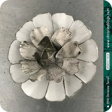 Load image into Gallery viewer, White Flower Blossom Upcycled Tin Brooch Tin Anniversary Gift